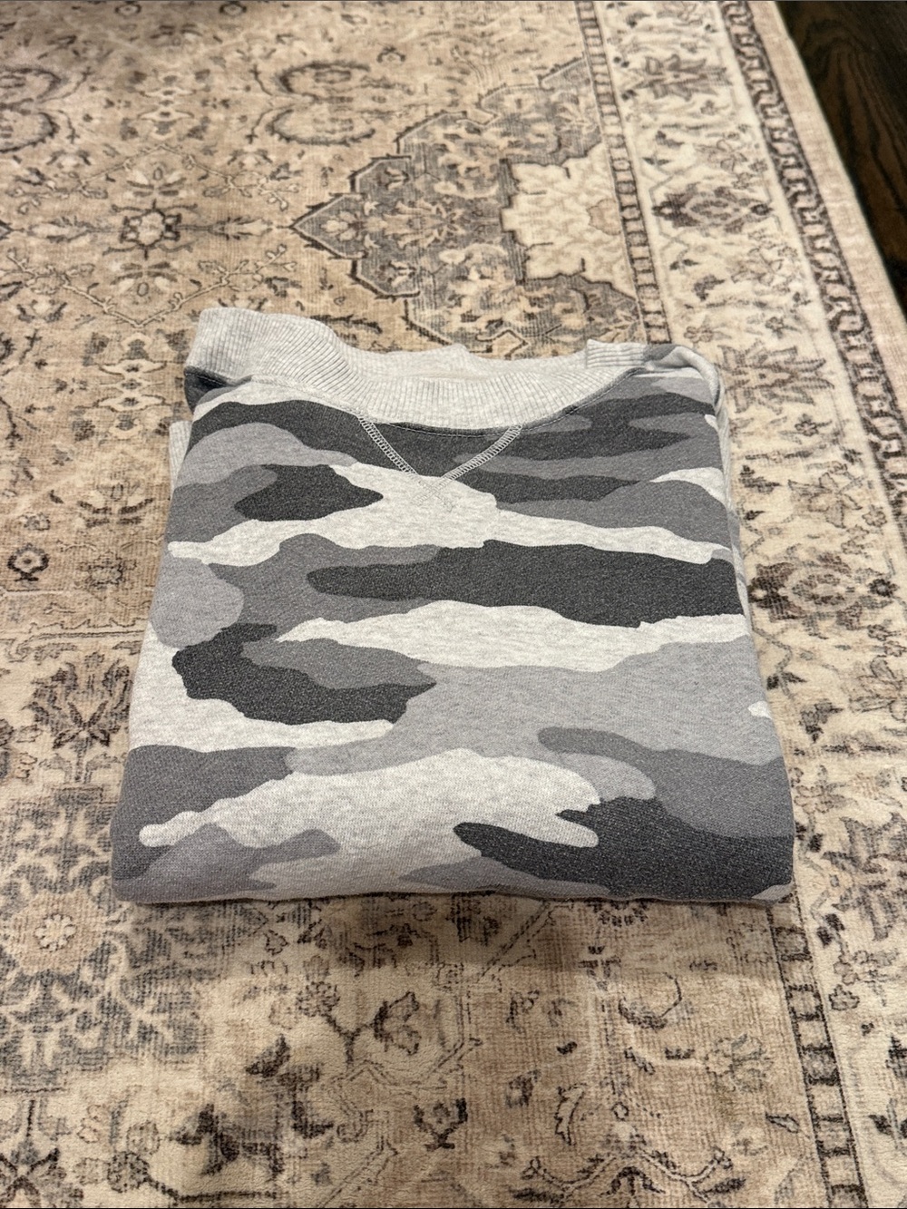 aerie Gray Camo Pullover Sweatshirt